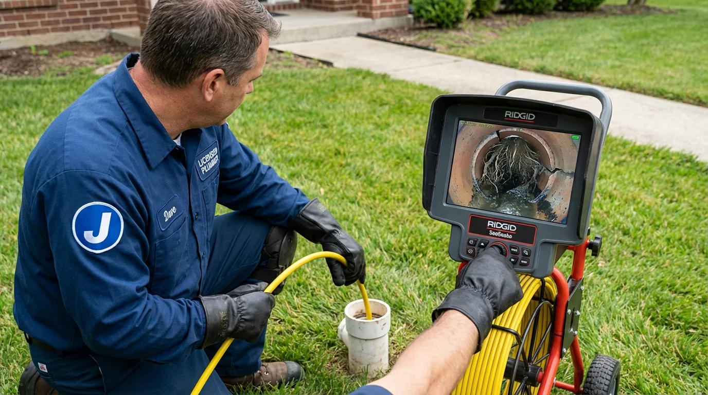 Sewer camera inspection being performed by Johns Plumbing LLC in Clearlake Oaks