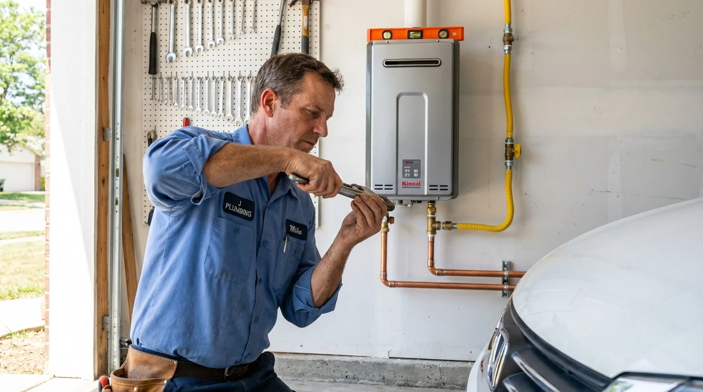 Tankless water heater installation by a Johns Plumbing LLC plumber in Clearlake Oaks